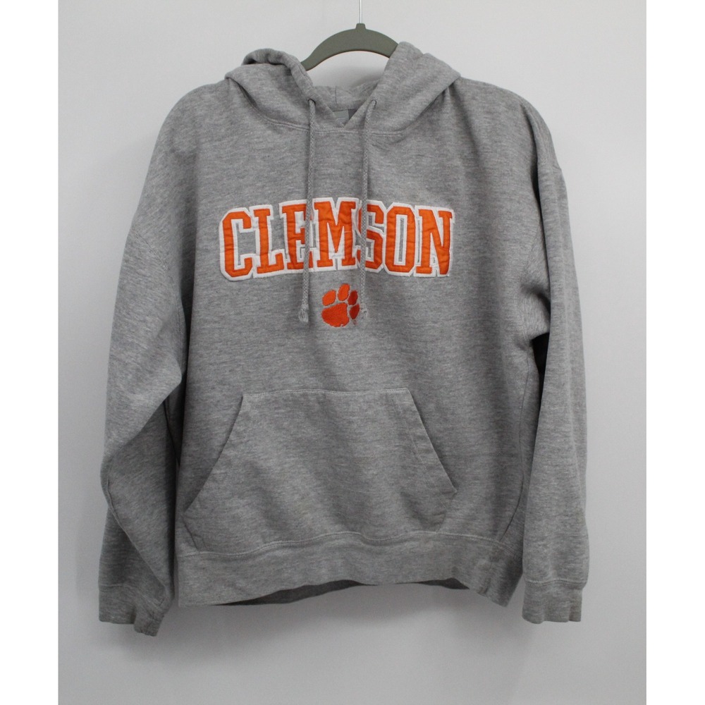 J. America Clemson Tigers Hoodie Mens Large Gray Embroidered Sweatshirt NCAA